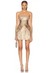 Cult Gaia Charlique Metallic Pleated Mini Dress In Gold