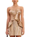 Cult Gaia Charlique Metallic Pleated Mini Dress In Gold