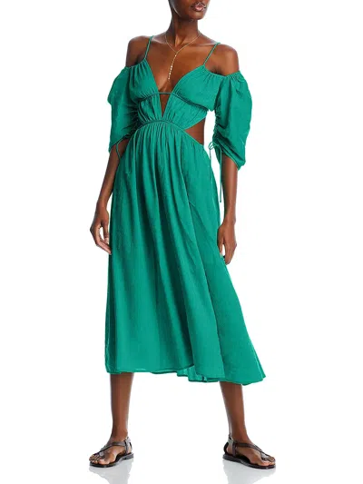 Cult Gaia Charlize Womens Linen Blend Cut-out Midi Dress In Multi