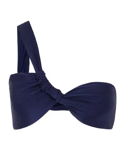 Cult Gaia Charmaine Asymmetrical Bandeau Bikini Top In Blue