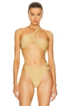 Cult Gaia Charmaine One Shoulder Bikini Top In Champagne