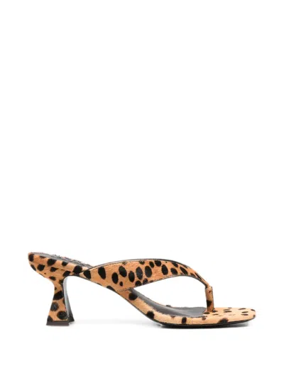 Cult Gaia 65mm Abi Cheetah Calf Hair Thong Sandals In Blue