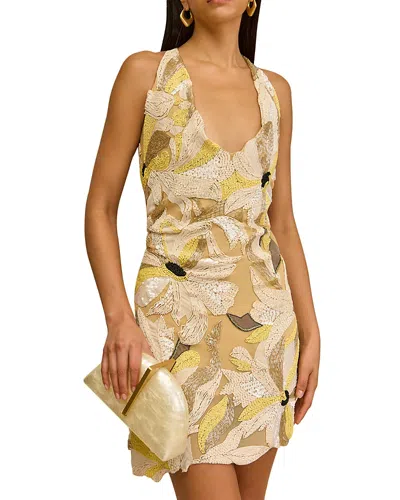Cult Gaia Christen Silk Embellished Dress In Yellow