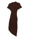 Cult Gaia Chrysta Asymmetric Ribbed Cotton Midi Dress In Brown