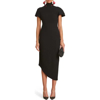 Cult Gaia Chrysta Turtleneck Rib Midi Sweater Dress In Black