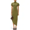 Cult Gaia Chrysta Turtleneck Rib Midi Sweater Dress In Green
