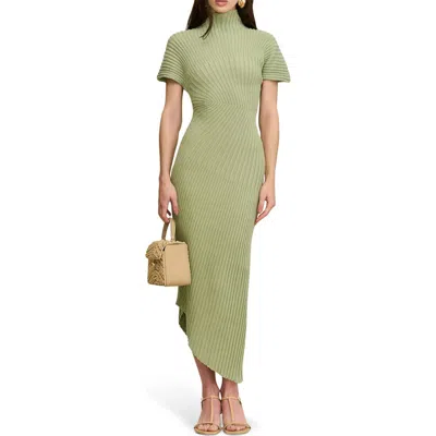 Cult Gaia Chrysta Turtleneck Rib Midi Sweater Dress In Green