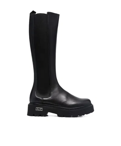 Cult Gaia Chunky Leather Knee-length Boots In Animal Print