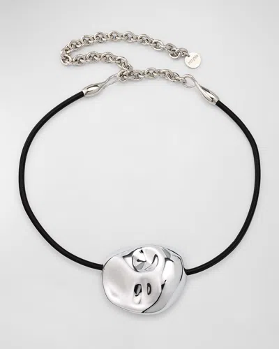 Cult Gaia Cleo Pendant Choker Necklace, 16.75 In Silver/black