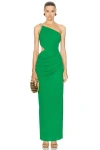 Cult Gaia Cobie Cutout One-shoulder Chain-strap Gown In Malachite