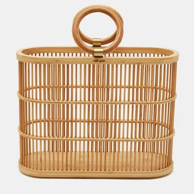 Pre-owned Cult Gaia Coco Beige Bamboo Tote In Sand