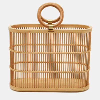 Cult Gaia Coco Beige Bamboo Tote In Sand