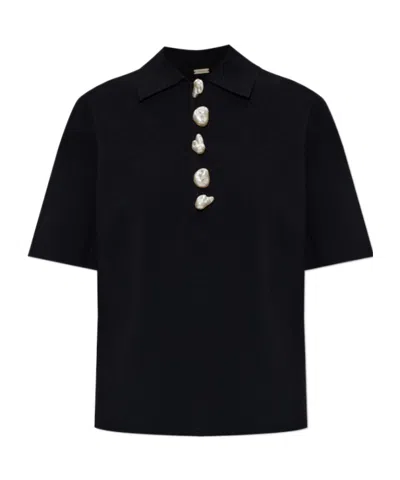 Cult Gaia Collared Short-sleeved Polo Shirt In Black