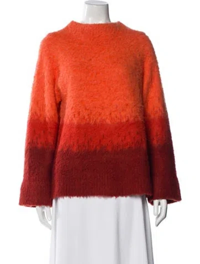 Pre-owned Cult Gaia Colorblock Pattern Crew Neck Sweater In Orange