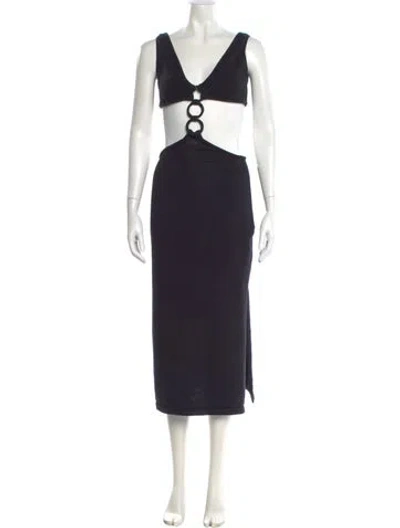 Pre-owned Cult Gaia Colorblock Pattern Midi Length Dress In Black