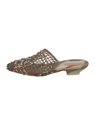 Pre-owned Cult Gaia Colorblock Pattern Mules In Neutrals