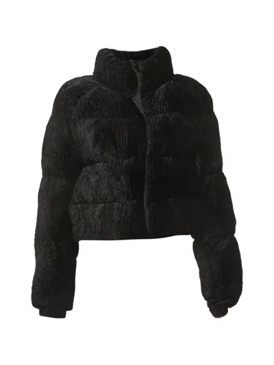 Pre-owned Cult Gaia Corduroy Puffer Jacket In Black
