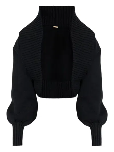 Cult Gaia Corey Balloon-sleeve Cardigan In Black