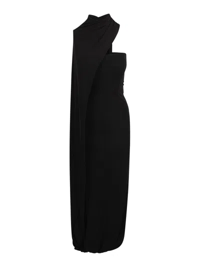 Cult Gaia Corsica Dress With Cape-style Tailor In Black