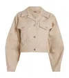 Cult Gaia Daphne Cropped Cotton And Linen-blend Twill Jacket In Beige