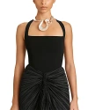 Cult Gaia Crawford Ribbed Square Neck Top In Black
