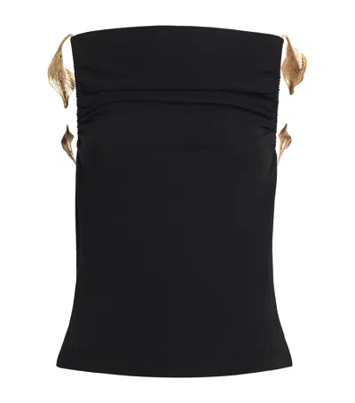 Cult Gaia Crepe Draped Isiah Top In Black
