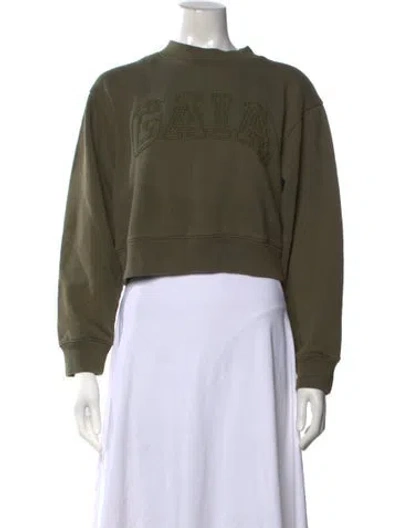 Pre-owned Cult Gaia Crew Neck Long Sleeve Crop Top In Green