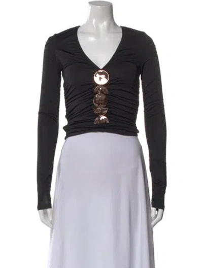 Pre-owned Cult Gaia Crew Neck Long Sleeve Top In Black