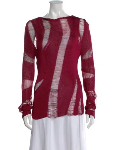 Pre-owned Cult Gaia Crew Neck Long Sleeve Top In Burgundy