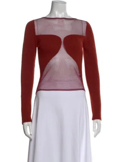 Pre-owned Cult Gaia Crew Neck Long Sleeve Top In Red