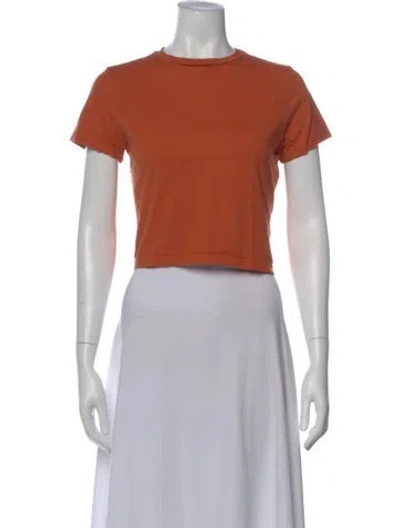 Pre-owned Cult Gaia Crew Neck Short Sleeve Crop Top In Orange