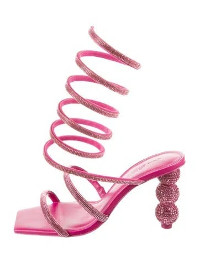 Pre-owned Cult Gaia Crystal Crystal Embellishments Sandals In Metallic/pink
