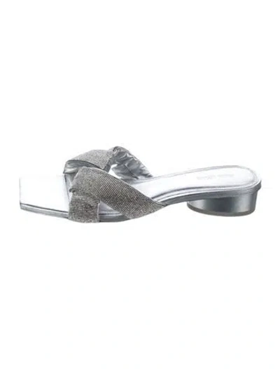 Pre-owned Cult Gaia Crystal Crystal Embellishments Slides In Silver