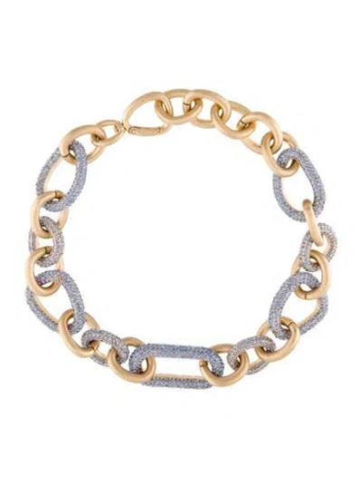Pre-owned Cult Gaia Crystal Reyes Pave Chain Choker Necklace, 19" In Blue