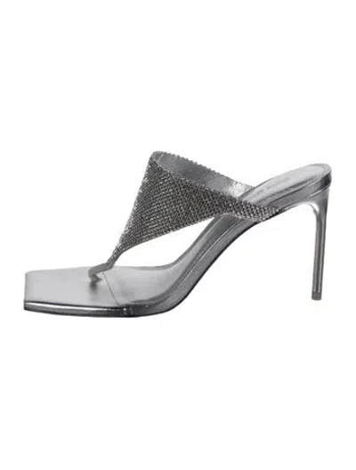 Pre-owned Cult Gaia Crystal Slides In Silver