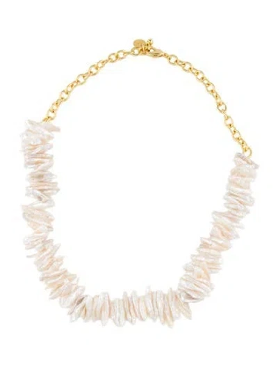 Pre-owned Cult Gaia Cultured Pearl Aliza Collar Necklace, 19" In Multi