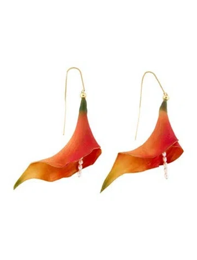 Pre-owned Cult Gaia Cultured Pearl Calla Drop Earring In Multi