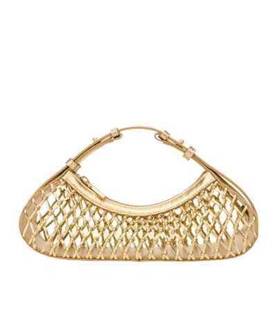 Cult Gaia Curved Woven Handle Clutch Bag In Neutral