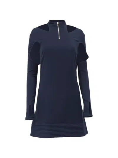 Pre-owned Cult Gaia Cut-out Half-zip Mini Dress In Blue