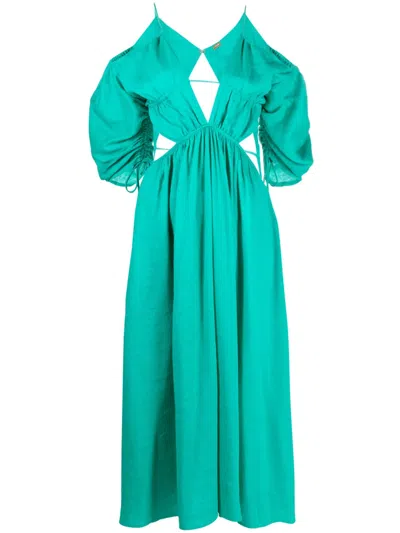 Cult Gaia Cut-out V-neck Midi Dress In Green