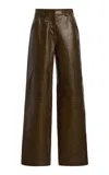 Cult Gaia Dalton Leather Pants In Brown