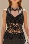 Cult Gaia Danica Crochet Top In Black
