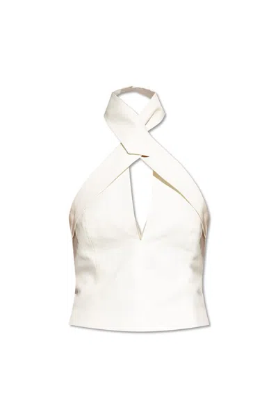 Cult Gaia Danil Halterneck Cotton Top In White