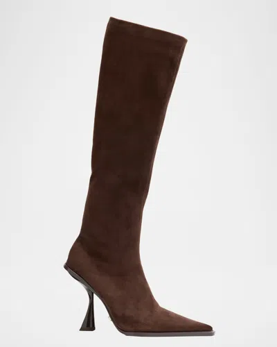 Cult Gaia Dante Suede Knee-high Boots In Brown