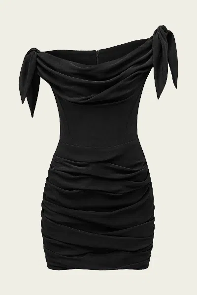 Cult Gaia Deanna Ruched Tie-strap Dress In Black