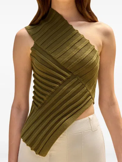 Cult Gaia Del Knitted Top In Green