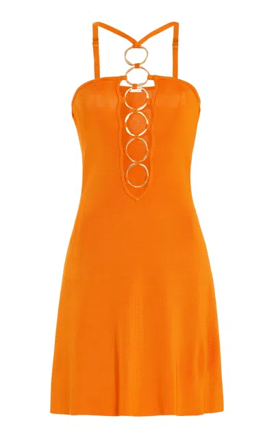 Cult Gaia Ring-detail Knitted Mini Dress In Orange