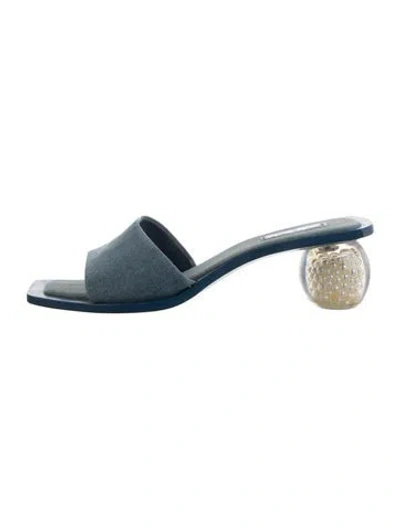 Pre-owned Cult Gaia Denim Slides In Blue