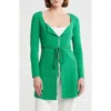 Cult Gaia Dennie Tie Waist Longline Cardigan In Green