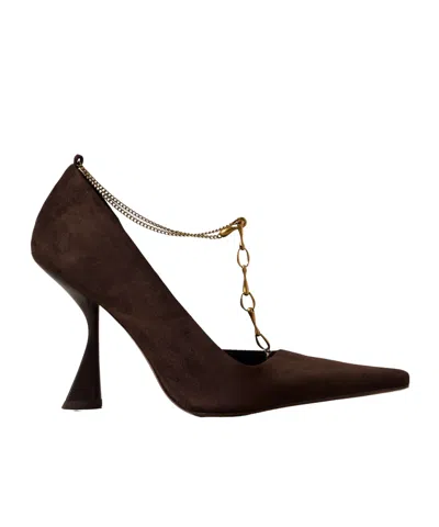 Cult Gaia Dionne Embellished Suede Pumps In Brown